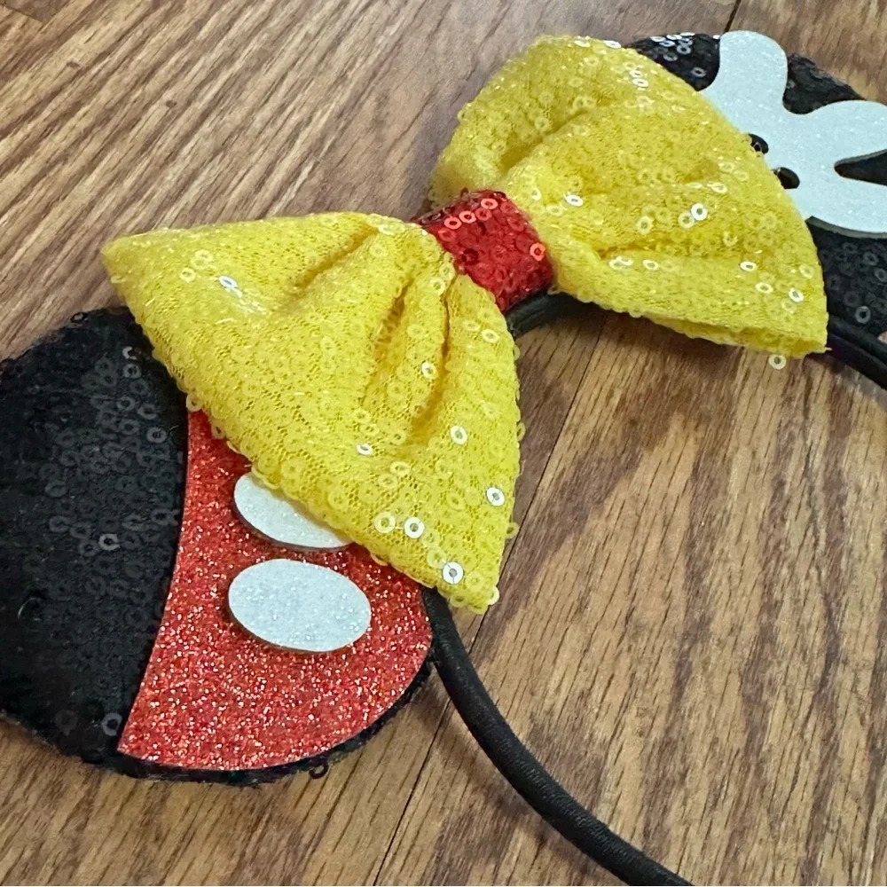 🆕 Mickey Mouse Ears Headband And Hairbow Set